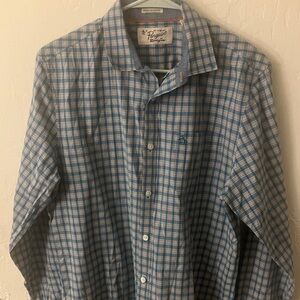 Original Penguin Men's Blue and White Plaid Shirt